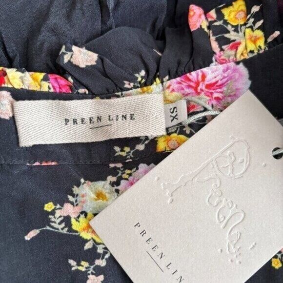 Preen Line Mila Printed Crepe De Chine Dress Black Floral Foulard - Picture 7 of 7